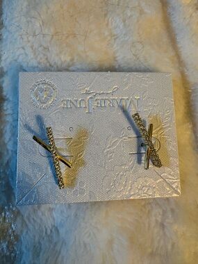 Marie June Gold and Crystal Crossbar Stud Earrings